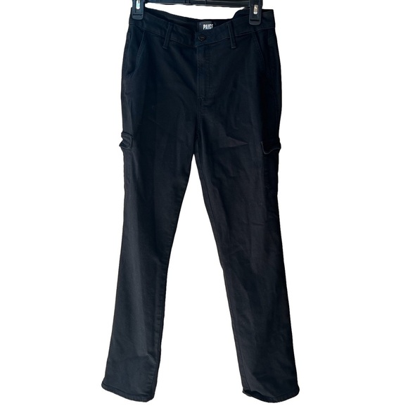 Paige Jolie Slim Straight Cargo Jeans in Black Shadow Size 27 - Picture 4 of 8